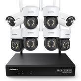 5MP 8-Channel Wireless PT & Bullet Security Camera System, 8MP NVR, 5MP Wifi Pan & Tilt IP Cameras, Two-Way Audio, IP66 Waterproof, Smart AI Human Detection, Work With Alexa